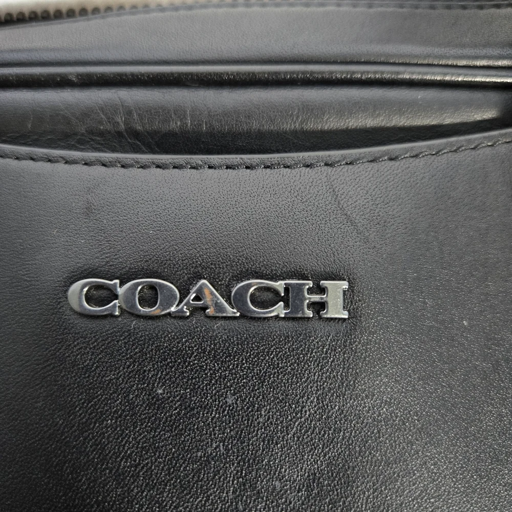 Coach Black Leather Graham Slim Briefcase with Gunmetal Accent Hardware C8170